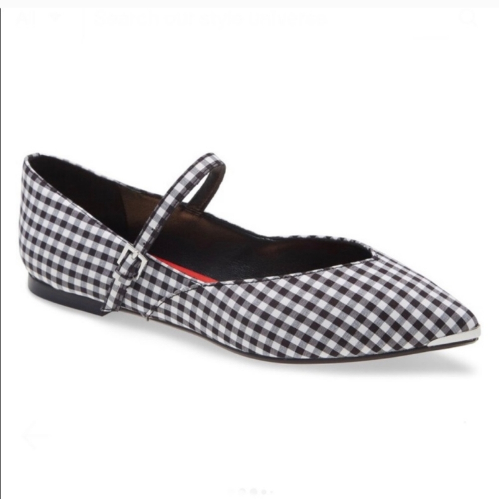 Ted Baker Hujig Gingham Mary Jane Flat Shoes Eu37.5/US 7 Pointed Toe Elegant